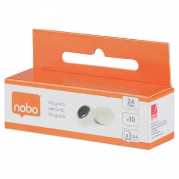 Nobo magneetit 24 mm valkoinen (10) | Porin Konttorikone Oy