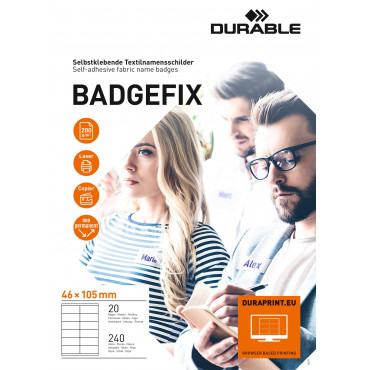 Durable Badgefix itsekiinnittvä nimikyltti 46x105mm (240) | Porin Konttorikone Oy