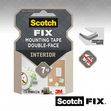 Scotch-Fix Interior kiinnitysteippi 19 mm x 1,5 m | Porin Konttorikone Oy
