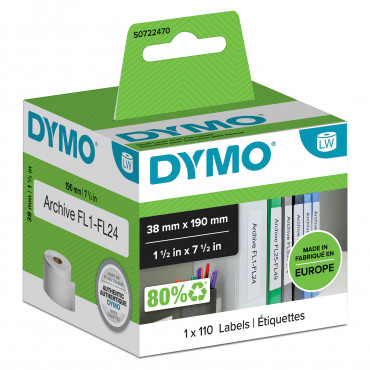 Dymo LabelWriter pienet mappitarrat 38 x 190 mm | Porin Konttorikone Oy