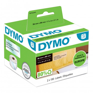 Dymo LabelWriter suuret osoitetarrat 89 x 36 mm kirkas muovi | Porin Konttorikone Oy