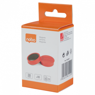 Nobo magneetit 38 mm 1,5 kg punainen (10) | Porin Konttorikone Oy