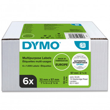 Dymo LabelWriter irrotettavat yleistarrat 57 x 32 mm multipack (6) | Porin Konttorikone Oy