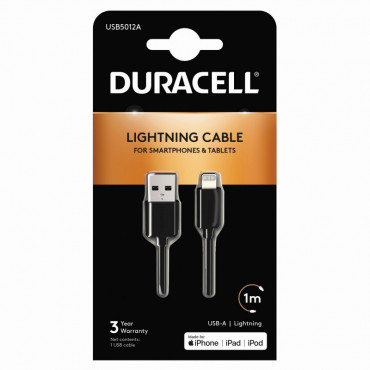 Duracell Apple Lightning lataus- ja datakaapeli 1m | Porin Konttorikone Oy