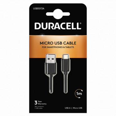 Duracell MicroUSB lataus- ja datakaapeli 1m | Porin Konttorikone Oy