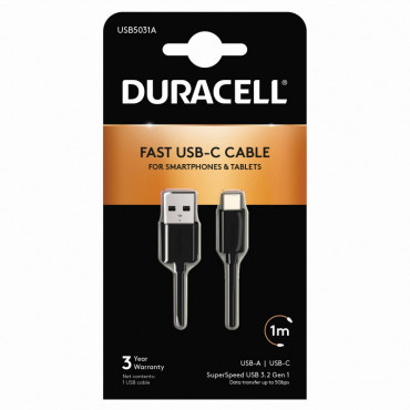 Duracell USB-C lataus- ja datakaapeli 1m | Porin Konttorikone Oy