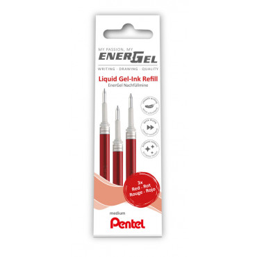 Pentel vaihtosäiliö Energel 0,7 3 kpl punainen | Porin Konttorikone Oy