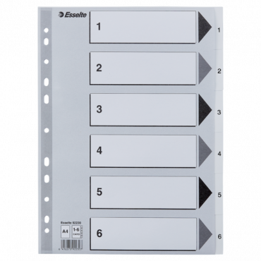 Esselte kartonkirekisteri 1-6 A4 valkoinen | Porin Konttorikone Oy