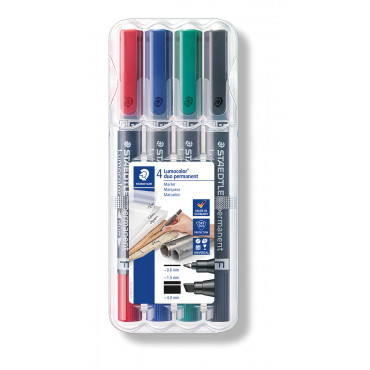 Staedtler 348 DUO huopakynä 4 väriä 0.6 mm/1.5 mm | Porin Konttorikone Oy