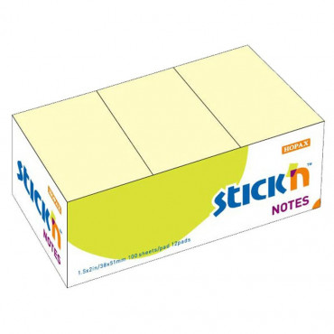 Stick′n viestilappu 38 x 50 mm keltainen (12) | Porin Konttorikone Oy