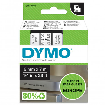 Dymo D1 tarrateippi 6 mm mu/ki | Porin Konttorikone Oy