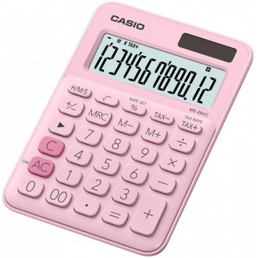 Casio MS-20UC PK pöytälaskin pinkki | Porin Konttorikone Oy