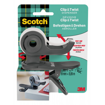 Scotch Clip-teippiteline harmaa + 1 rll Scotch Magic-teippi 19 mm x 8,89 m | Porin Konttorikone Oy