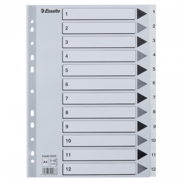 Esselte kartonkirekisteri 1-12 A4 valkoinen | Porin Konttorikone Oy