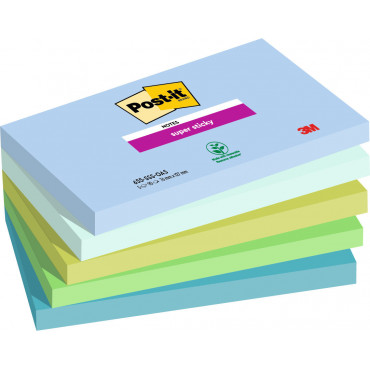 Post-it 655 Super Sticky Oasis värilajitelma 76 x 127 mm (5) | Porin Konttorikone Oy