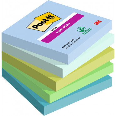 Post-it 655 Super Sticky Oasis värilajitelma 76 x 76 mm (5) | Porin Konttorikone Oy