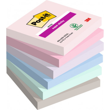 Post-it 654 Super Sticky Soulful varilajitelma 76 x 76 mm (6) | Porin Konttorikone Oy