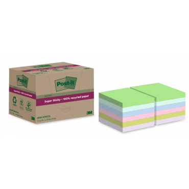 Post-it Super Sticky ekoviestilaput 76 x 76 mm värilajitelma (12) | Porin Konttorikone Oy