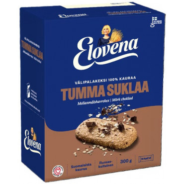 Elovena välipalakeksi 10 x 30 g tumma suklaa | Porin Konttorikone Oy