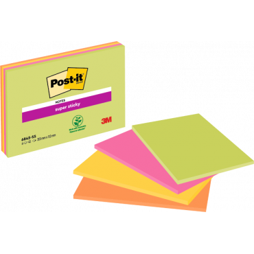 Post-it Super Sticky Meeting Notes neonvärit 203 x 152 mm (4) | Porin Konttorikone Oy