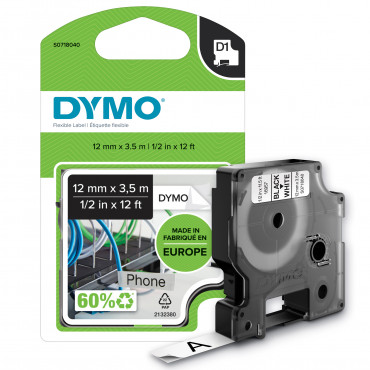 Dymo D1 tarrateippi 12 mm mu/va | Porin Konttorikone Oy