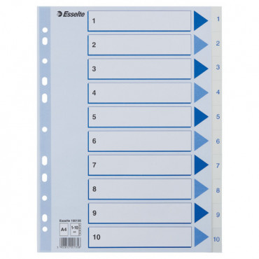 Esselte muovirekisteri 1-10 A4 valkoinen | Porin Konttorikone Oy