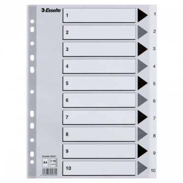 Esselte kartonkirekisteri 1-10 A4 valkoinen | Porin Konttorikone Oy