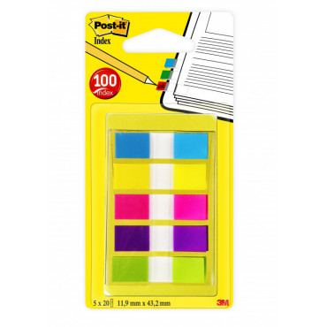 Post-It Index teippimerkki 683-5cb ½-tuumaa leveä 5 väriä 12 x 43 mm | Porin Konttorikone Oy