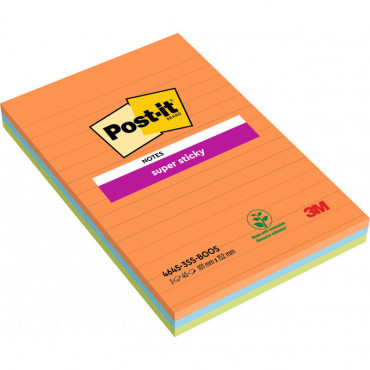 Post-it Super Sticky Boost värilajitelma viivat 101 x 152 mm (3) | Porin Konttorikone Oy