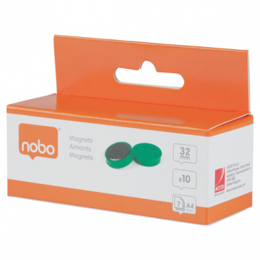 Nobo magneetit 32 mm vihreä (10) Nobo magneetit 32 mm vihreä (10) | Porin Konttorikone Oy