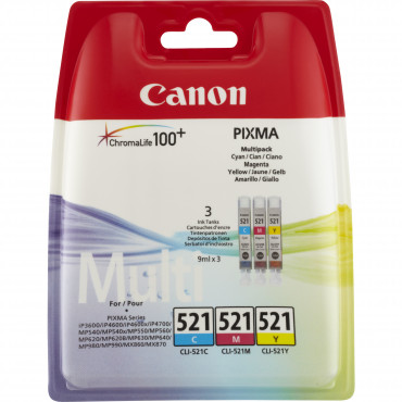 Canon CLI-521 Multipakkaus 3 x 9 ml patruunaa Canon CLI-521 Multipakkaus 3 x 9 ml patruunaa | Porin Konttorikone Oy