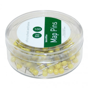 Karttaneula pyöreä keltainen (100) Karttaneula pyöreä keltainen (100) | Porin Konttorikone Oy