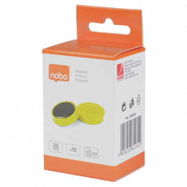 Nobo magneetit 38 mm 1,5 kg keltainen (10) Nobo magneetit 38 mm 1,5 kg keltainen (10) | Porin Konttorikone Oy