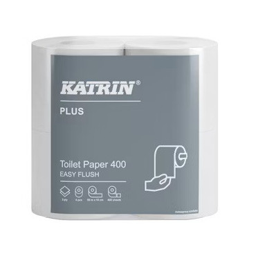 Katrin Plus Wc-paperi 400 EasyFlush valkoinen 82506 | Porin Konttorikone Oy