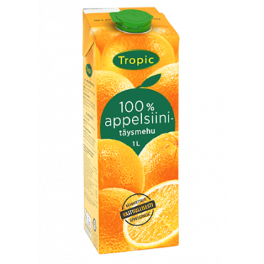 Tropic 100 % Appelsiinitäysmehu 1 L | Porin Konttorikone Oy