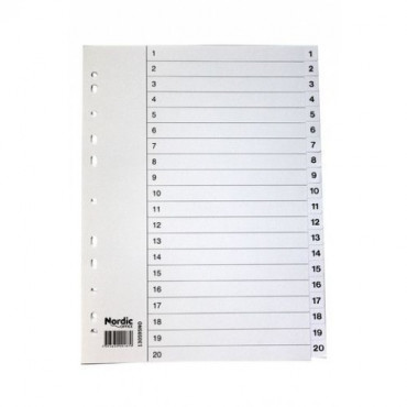 Nordic Office muovirekisteri A4 1-20 valkoinen | Porin Konttorikone Oy