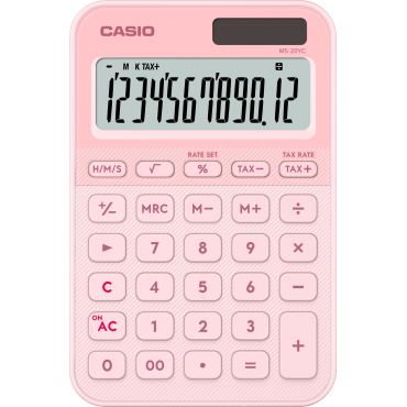 Casio MS-20YC pöytälaskin pinkki | Porin Konttorikone Oy