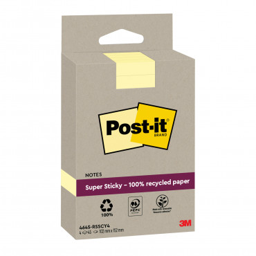 Post-it® Super Sticky ekoviestilappu 102 x 152 mm Canary Yellow (4) | Porin Konttorikone Oy