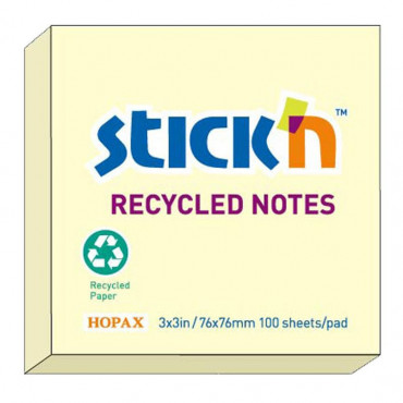 Stick′n viestilappu EKO 76 x 76 mm keltainen | Porin Konttorikone Oy