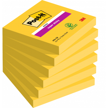 Post-it 654 Super Sticky ultrakeltainen 76 x 76 mm | Porin Konttorikone Oy