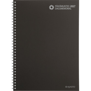 Päivämuistio/Dagsmemorial, parikierresidottu, musta | Porin Konttorikone Oy
