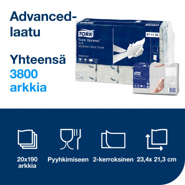 Tork Xpress® Soft Multifold käsipyyhe H2 | Porin Konttorikone Oy