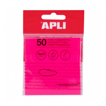 Apli läpinäkyvä viestilappu 75 x 75 mm pinkki | Porin Konttorikone Oy