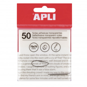 Apli läpinäkyvä viestilappu 75 x 75 mm valkoinen | Porin Konttorikone Oy